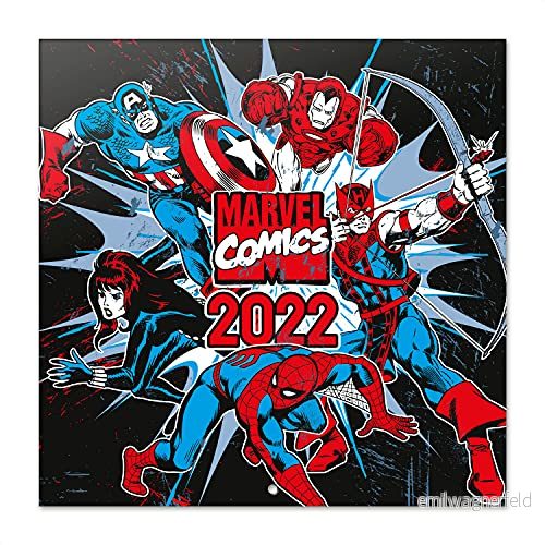 Grupo Erik Marvel Comics Kalender 2022, väggkalender stor för 12 månader, med presentaffisch 8435497259563
