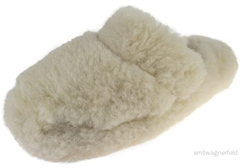 APREGGIO tofflor för män och kvinnor unisex mjuka ulltofflor av 100 % ull varma stugskor vintern robust lädersula, elfenben, 37/38 EU 5904703614548