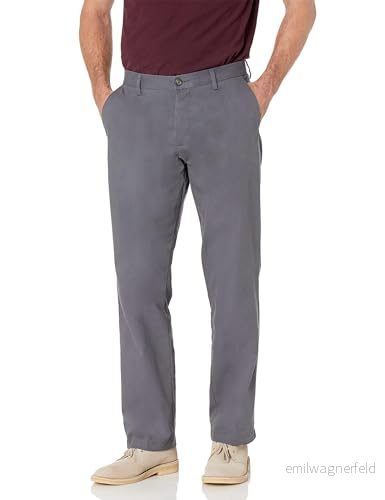 Amazon Essentials Classic Fit Wrinkle Resistant Flat Framsida Chino Pant Slip, grå (grå), W34/L38 (tillverkarens storlek: 34W x 38L) 191770045350