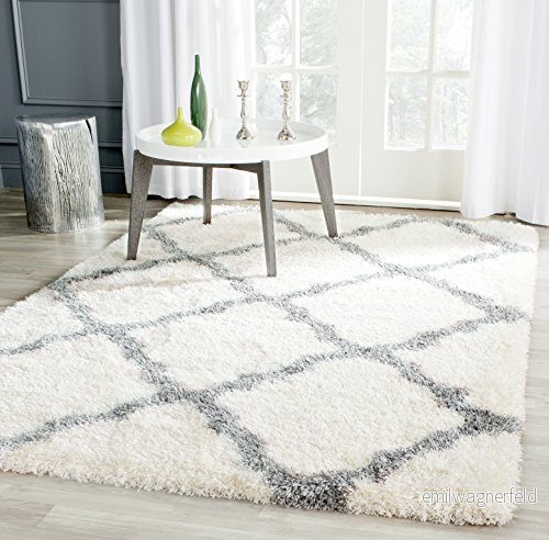 Safavieh Norah Shag matta, vävd polypropylenmatta i elfenben/grå, 90 x 150 cm 683726714330