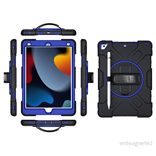 iPad mini6 2021 generationen fodral med skärmskydd pennhållare Kickstand 360 roterande handledsrem stativ robust skyddsfodral (marinblå) 755985084872 iPad mini6 2021 generationen fodral med skärmskydd pennhållare Kickstand 360 roterande handledsrem stativ robust skyddsfodral (marinblå) 755985084872
