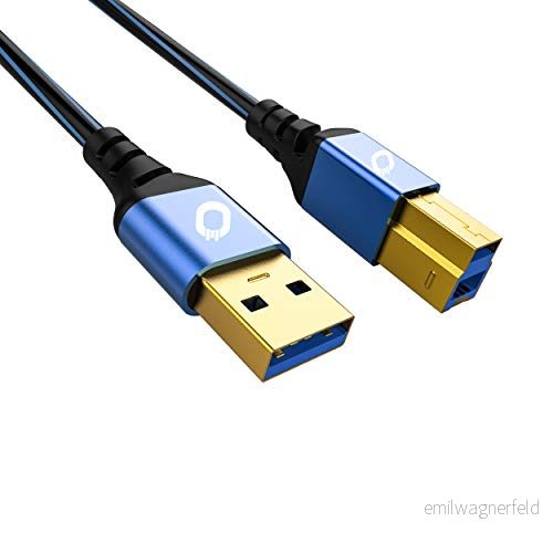Oehlbach USB Plus B3 3.0 skrivarkabel ljudkabel typ A till B PVC hölje OFC, blå/svart 50 cm 4003635093603