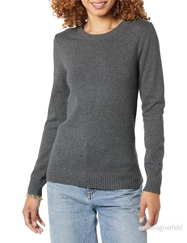 Amazon Essentials dam 100% bomull rund hals tröja (finns i plusstorlek), kol ljung, stor 196433508449