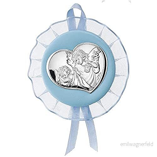 Valenti&Co. Medaljong för vagga med ängelmotiv silver att hänga på vaggan, barnvagnen eller i babyrummet perfekt som en presentidé födelse dop 8050534448030