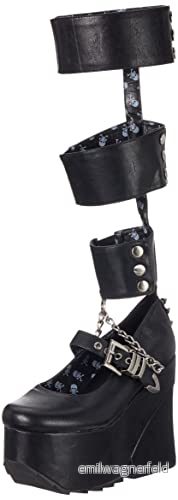 LAMODA Raven's Call Chunky plattform Wedge Boots, EU 39, Svart PU, 39 5056631311249