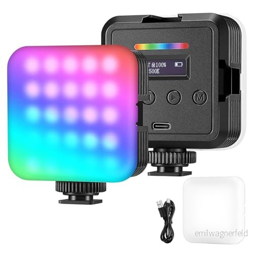NEEWER Magnetiskt RGB videoljus, 360 helfärg RGB61 LED kameralampa med 3 kalla skofästen/CRI 97+/20 scenlägen/2500K 8500K/2000mAh, liten panellampa för bärbar fotografering selfie belysning 191073071636