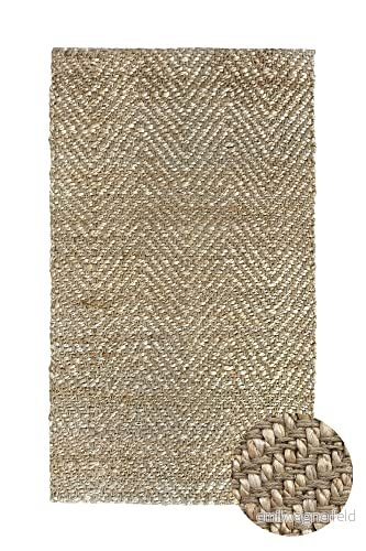 HAMID Mattor Jute Alcazar, Område Matta Naturlig Färg, 100% Fiber, Mjuk Matta, Handvävd, Vardagsrumsmatta i Jute, Matsal, Sovrum, Hall, Ingång (150x80cm) 8428238251377