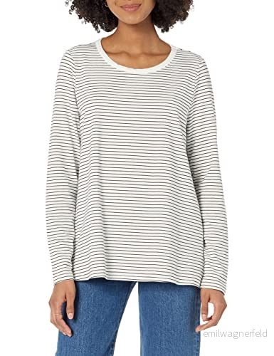Amazon Essentials kvinnors amningst shirt, svart vit tunn rand, Large 196433797560