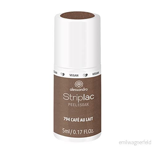 alessandro Striplac Peel or Soak Café Parisian CAFE AU LAIT VEGAN LED nagellack i brunt kaffe för perfekta naglar på 15 minuter, 5 ml 4025087487946