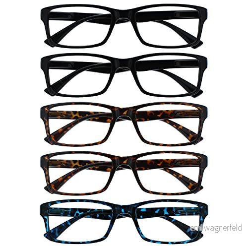 The Reading Glasses Company Value 5 pack män kvinnor svart brun blå designer stilläsare RRRRR92 11223 +3,00 5055955325031