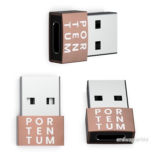 PORTENTUM USB C till adapter 3 enheter 480 MB hastighet premium zink tillåter med hög värmebeständighet roséguld 8437023106952