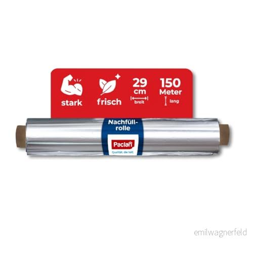 Paclan aluminiumfolie 150 m x 29 cm, ekonomi påfyllningsrulle, 4014110543070