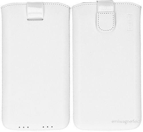 mumbi äkta läderfodral kompatibel med Motorola Moto G6 Play skal läder väska Case Wallet, vit 4251077293437