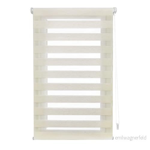 INTERBLIND rullgardin för natt och dag utan verktyg EasyFix storlek 80 x 150 cm bredd höjd borrstorlek tyg 77 145 rå 8434363572430