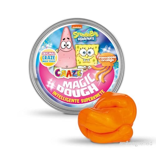 MAGIC DOUGH SvampBob Knåda barn 70 g burk, magisk knådningsmassa i svamphuvud design, 3 färgvarianter, glutenfri 4059779052594