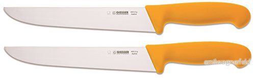 2 x Giesser kniv slaktkniv gul 21 cm bladlängd smal form profimesser 4250649449111