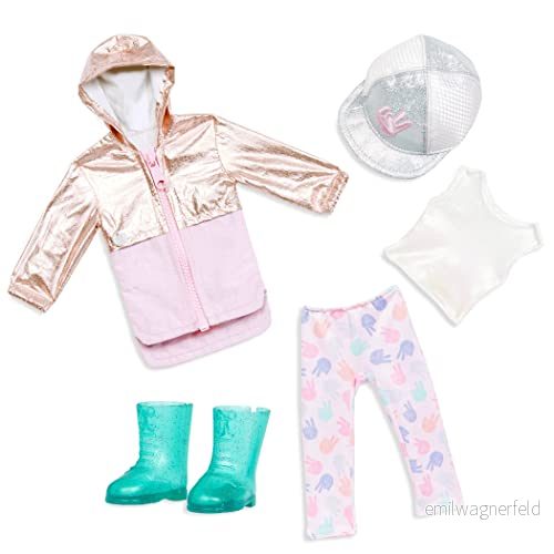 Glitter Girls Outfit 14 tums dockor skimmerjacka och bollkeps regnstövlar, leggings toppar leksaker för barn 3 år+ fred kärlek, enfärgad, GG50178Z, vit, färgglad, s 62243448476