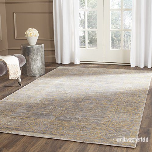 Rektangulär vävd hantverksmatta i hemmet, Valenciakollektion, VAL104, grå/guld, 152 x 244 cm för vardagsrum, sovrum eller något annat inomhusutrymme av Safavieh. 889048000087