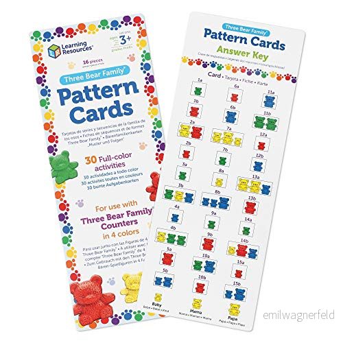 Learning Resources Three Bear Family Dubbelrum Sidig Mönster Kort 16 Stycken Uppsättning 765023011296