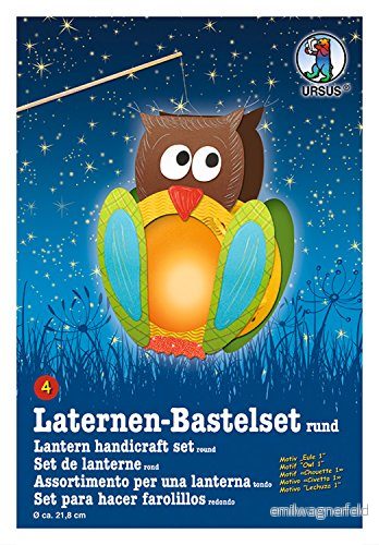 Ursus 18700004 lyktor pysselset, uggla 1, ca 21,8 x 21 10,3 cm, diameter inklusive mallbågar med pysselinstruktioner, för egendesign, perfekt nästa lyktkörning 4008525128038
