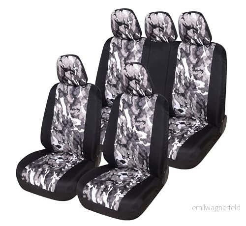 Auto Accessori Lupex A23 Universal bilsätesöverdrag fram och bak (helset tvåfärgad, kamouflagegrå) 8056669279983