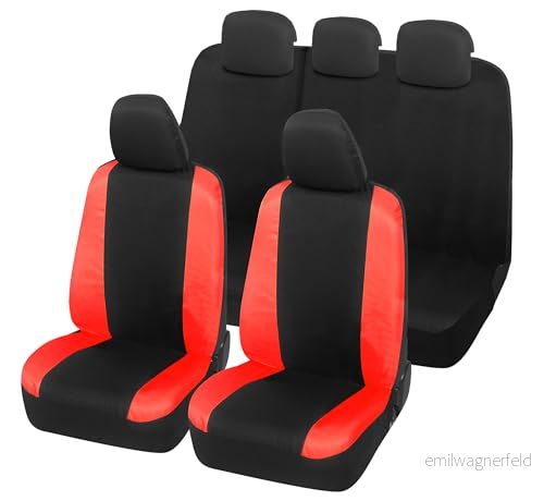 Auto Accessori Lupex Bilsätesöverdrag kompatibelt med Panda Seconda 169 och tredje 319 serien, tillverkad i Italien, Polycotton tyg, komplett set (svart röd bakre ryggstöd 60e40) 8056669279372