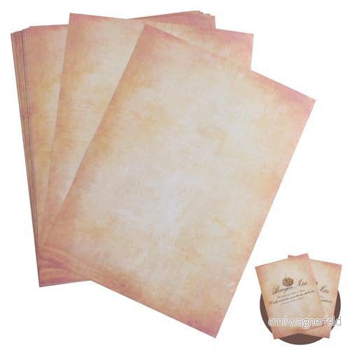 60 ark pergamentpapper, certifikatpapper, A4, tryckbart, kalligrafipapper, vintage, brevpapper, på båda sidor, 100 g lämplig för inkjetlaserskrivare och kopiatorer, även hand 791955962603
