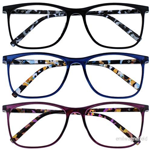 OPULIZE Arc 3 pack stora läsglasögon svart blå lila mönstrade män kvinnor RRR66 135 +1,00 5055955374985