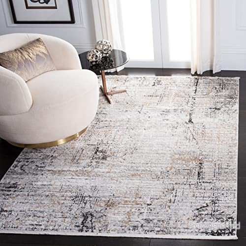 Safavieh samtida inomhusvävd rektangulär matta, shivan kollektion, SHV718, i grå/guld, 122 x 183 cm för vardagsrum, sovrum eller valfritt inomhusutrymme 889048792449