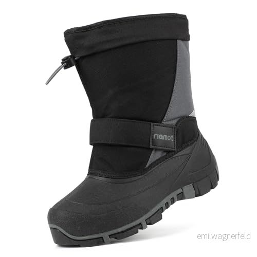 riemot Unisex barn varma vinterstövlar snöstövlar, GRÅ, 35 EU 6975058035097