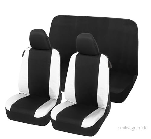 Auto Accessori Lupex Bilsätesöverdrag kompatibla med Seicento 600, tillverkade i Italien, polyestertyg, fram och bak (svart vit) 8056669279464