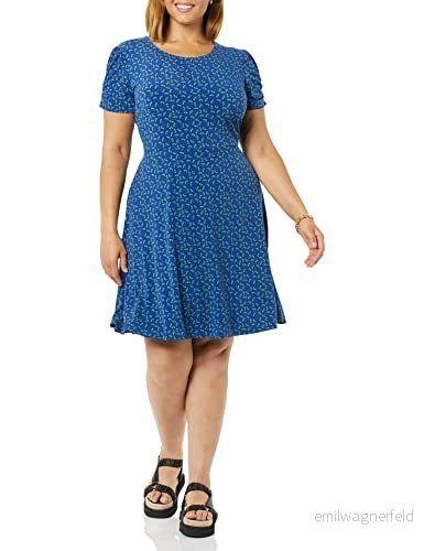 Amazon Essentials kortärmad damklänning med rund hals (finns i plusstorlek), ljusblå blommig, X Small 196433526238