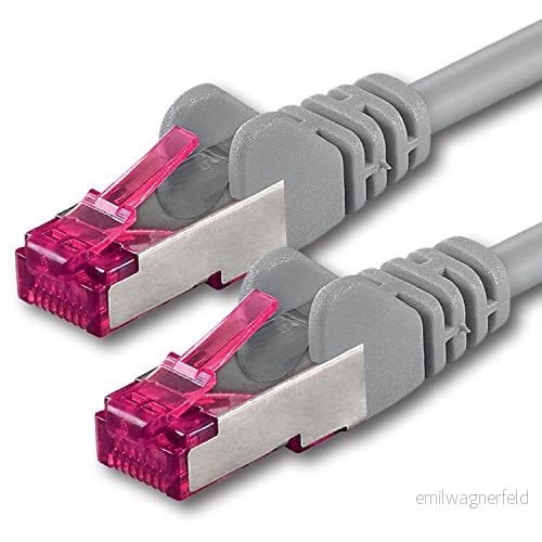 1m grå 1 stycke nätverkskabel CAT6a (10Gb / s) S FTP CAT 6a LAN kabel GHMT certifierad PIMF 500 MHz kompatibel med 5e 6 CAT7 för switchar, routrar, modem, internet 4251073600444