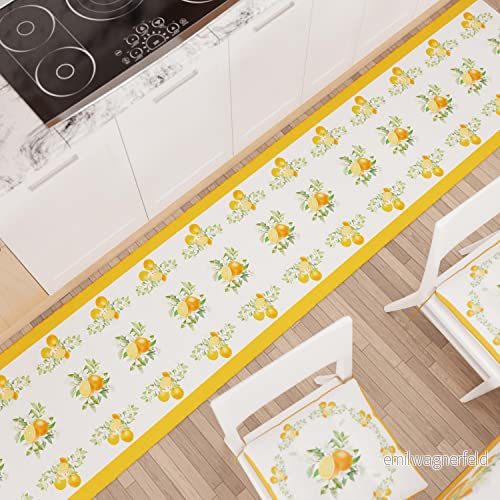 PETTI Artigiani Italiani Halkfri och tvättbar, 52 x 140 cm, blandad frukt design 01, 100% Tillverkad i Italien (TPCD Frutti_MISTI 01 140) 8056992311558