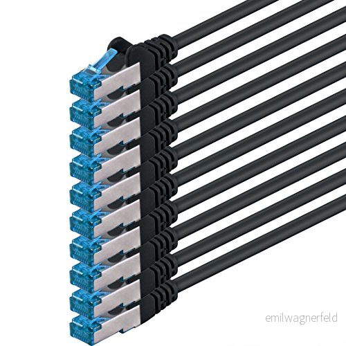 1aTTack 10 m Cat6 Cat6a Lan RJ45 8P8C 10Gbps ethernet kabel svart st 4250344832577
