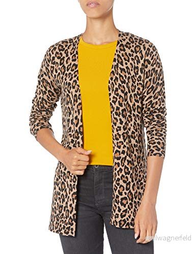 Amazon Essentials Dames Lätt cardigan tröja med öppen front (finns i plusstorlek), Kamel leopard, S 195111194233