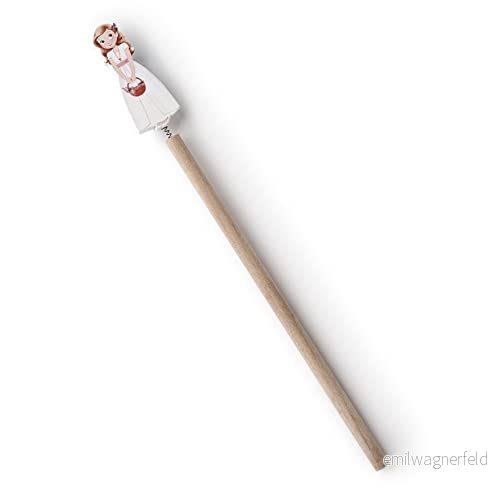 Förpackning med 6 trä pennor nattvardsgång flicka korg blommor 24cm. 8435632803651