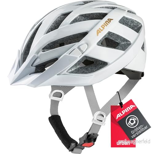 ALPINA PANOMA Classic, white prosecco gloss, 52 57 cm, optimalt ventilerad touring cykelhjälm med valfritt LED ljus för vuxna 4003692331373
