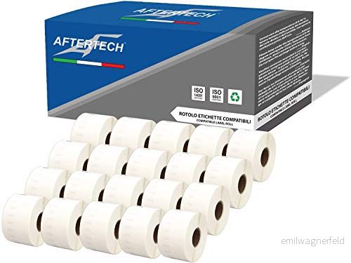 Aftertech 20x 11356 41x89mm Kompatibel självhäftande etiketter rullar (300 Etiketter/rulle = 6000 totalt) för Dymo LabelWriter Seiko SLP märkningsmaskiner skrivare S0722560 20x11356 8052532910700