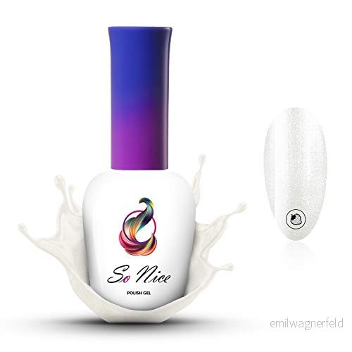 So Nice Gellack UV LED, glittervit, glansig vit, 8 ml 5907766610274