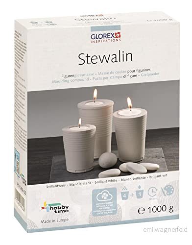 GLOREX 6 2608 450 Stewalin vit, 1 000 g figurformmassa med slät yta, snabbtorkande och väderbeständig 4013340084506