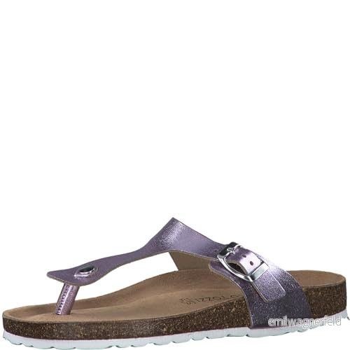 MARCO TOZZI Dam, läder, mjuk känsla ME fotsäng, 22740242 pantolett, lila metall, 36 EU, Lilac metallic, EU 4064231835448