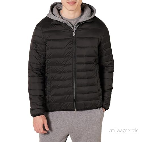 Amazon Essentials lättviktig vattentålig pufferjacka för män (finns i stora och långa), svart, medium 191770679661