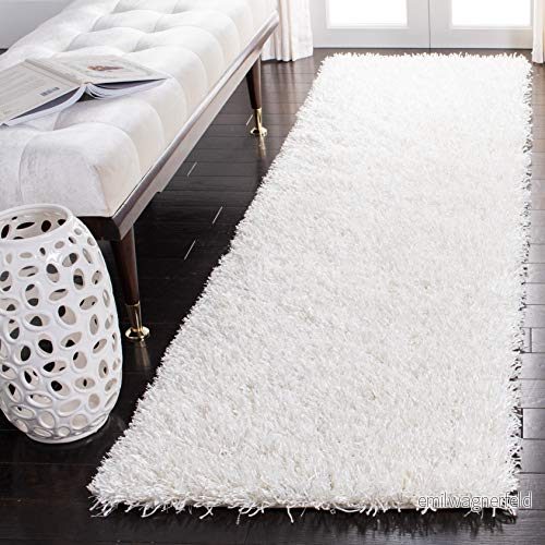 SAFAVIEH Lurvig matta för vardagsrum, matsal, sovrum New Orleans Shag kollektion, hög lugg, i benvitt och benvit, 69 x 244 cm 683726461951
