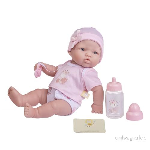 JC Toys Nyfödd La Newborn docka, 30 cm, mjuk vinyl, innehåller 6 tillbehör, rosa, perfekt för spel, designad i Spanien av Berenguer, +2 år 43657183443