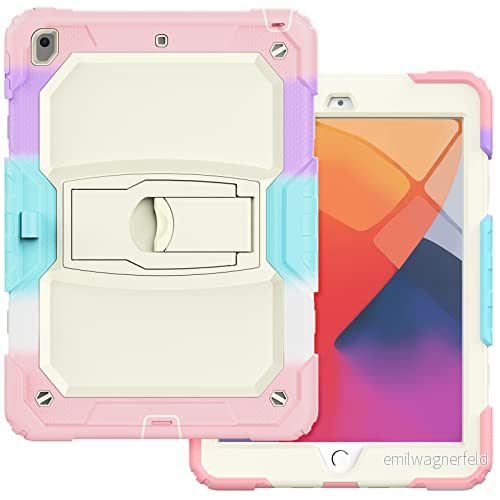 IPad mini6 med stöd, hållbar, hybrid, stöttålig, resistent, silikonskydd för tre lager barn (matchande grön) 755985004351