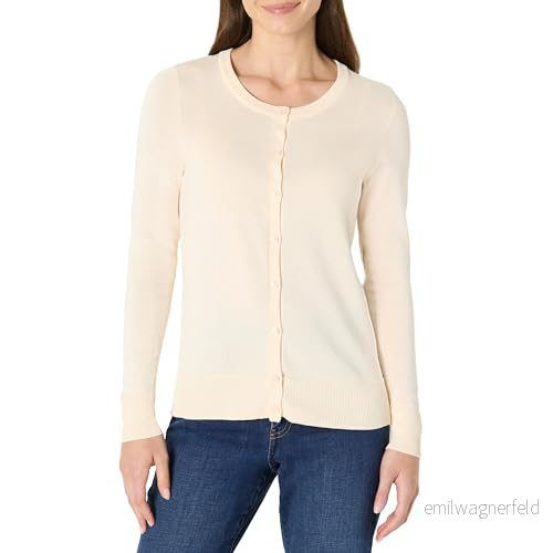 Amazon Essentials Women's Lätt cardigan tröja med rund hals (finns i plusstorlek), Écru, M 195111560168