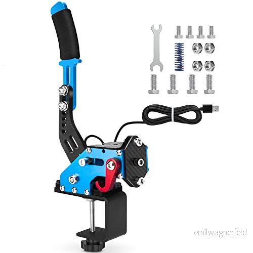 64 bitars PC USB handbroms, uppgradering SIM racingspel handbroms för LO GITECH G25 G27 G29 T500 T300 THRUST MASTER FANATECOSW DIRT RALLY, 2 m nylonkabel/förstärkt fjäder/blå + klämma 8432292747813