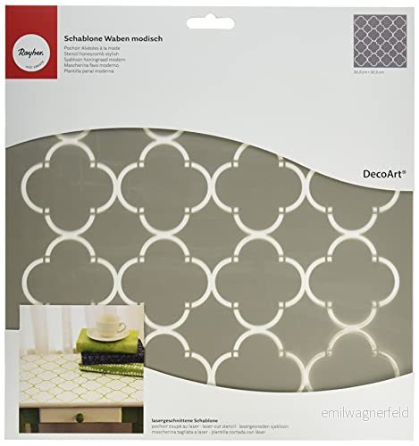 Rayher 38967000 stencil honungskaka fashionabla, 30,5 x cm, bikakestorlek ca 7 polyester, laserskuren, flexibel, återanvändbar, målningsstencil, väggschablon plast 4006166499258