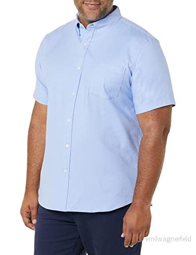 Amazon Essentials Herr Slim-Fit Kortärmad Stretch Oxfordskjorta med ficka, pulverblå, X-Small 196433507893